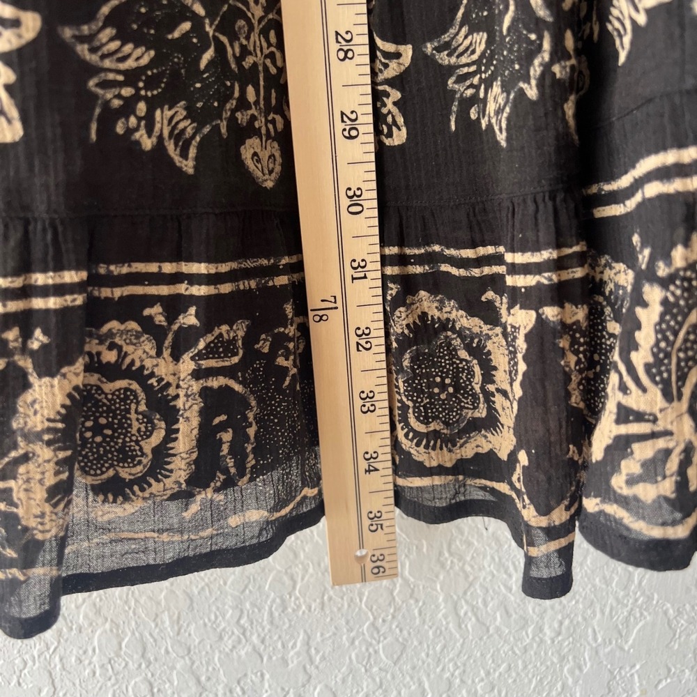 Lauren Ralph Lauren 2X Black Tan Paisley Cotton Tiered Maxi Skirt Boho Casual - Picture 5 of 6
